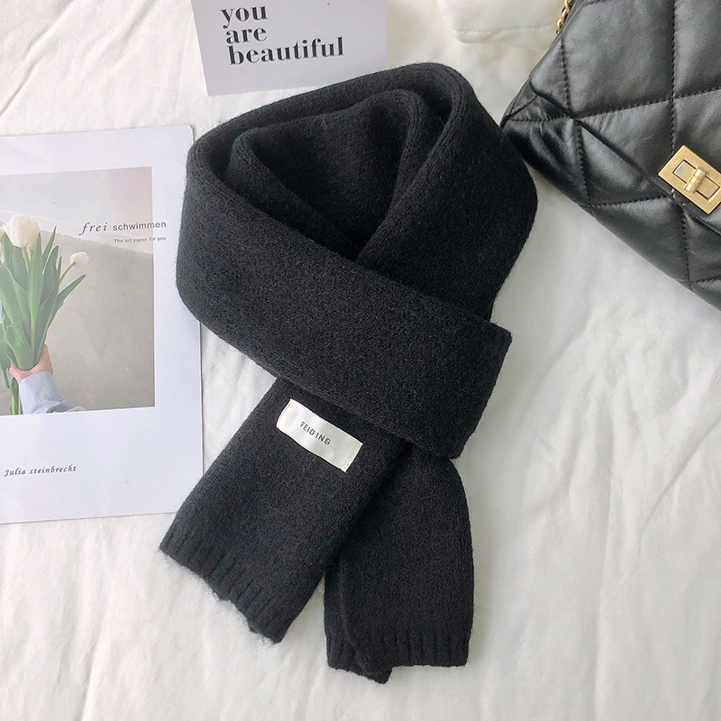 Feiding no mirando Corea del Sur Dongdaemun nuevo color puro de punto cálido cuello engrosado bufanda estudiante pequeña bufanda