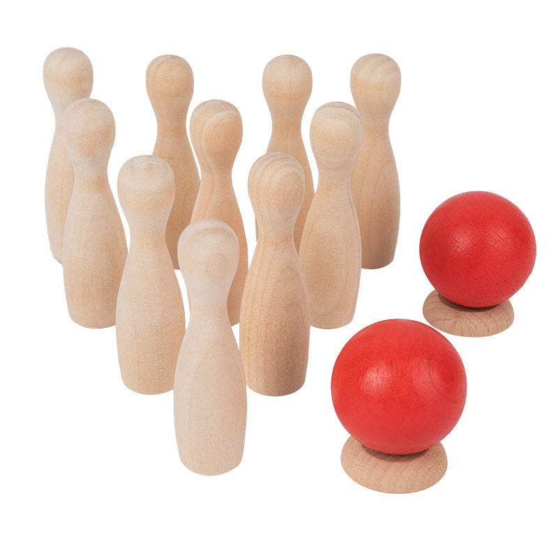 Mini bolos de madera accesorios de juegos de mesa juguetes para niños artefactos descomprimidos padres e hijos actividades juguetes de madera sólida