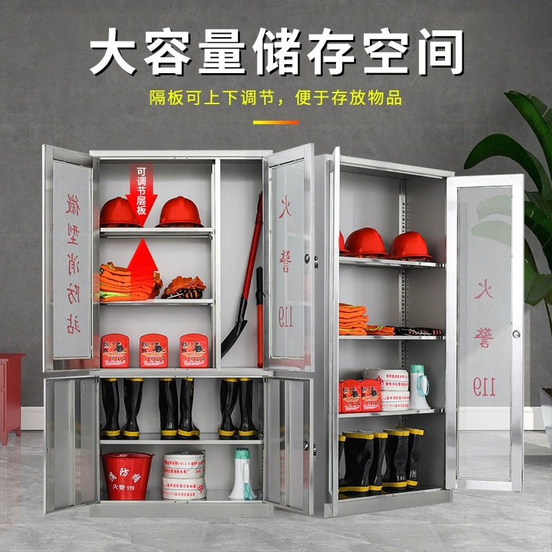 Gabinete de extinción de incendios de acero inoxidable Centro comercial Gabinete de exhibición de equipos de extinción de incendios Material de emergencia Gabinete de almacenamiento de extintores Estación de bomberos en miniatura