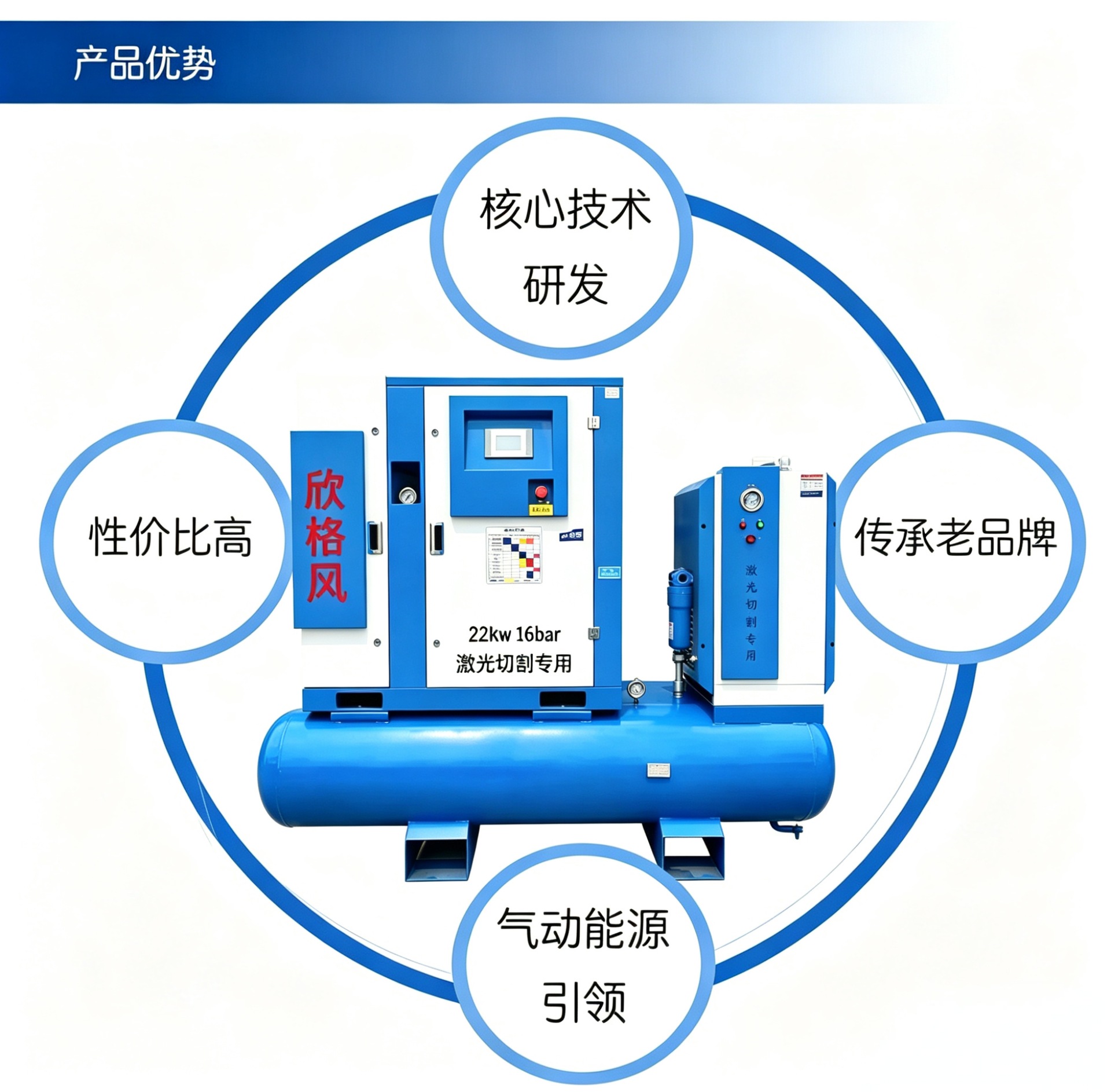 Integrated Permanent Magnet Variable Frequency Screw Air Compressor 15Kw 16kg Special Air Compressor for Laser Cutting
