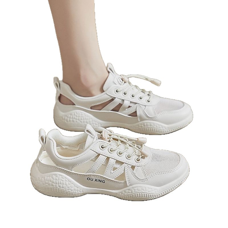 Acompañando zapatos blancos de verano delgados zapatos transpirables de mujer de suela suave casuales callejera zapatillas deportivas de estudiantes