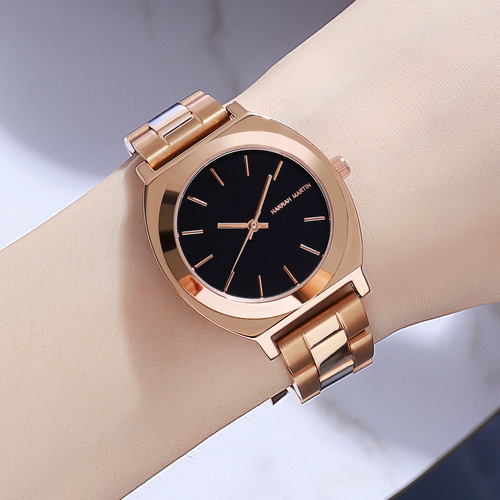 Hannah Martin Stainless Steel Chain Watch Women's Barrel Type Japanese Movement Waterproof Quartz Watch Wholesale