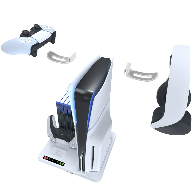 PS5SLIM host multi -functional heat dissipation base with discs with dish storage rack PS5 handle double -seat headset
