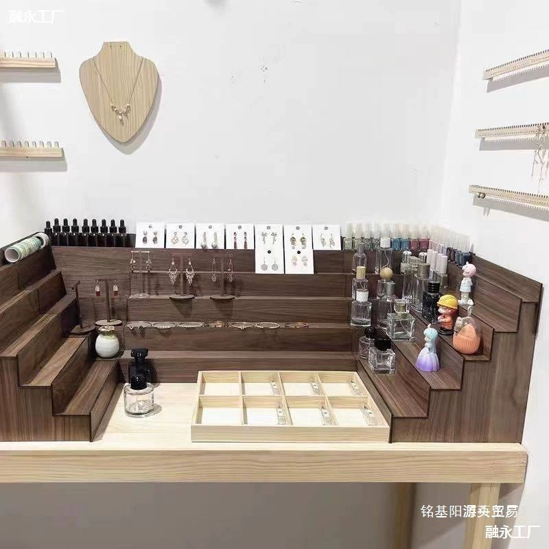 Носимая стойка для демонстрации ногтей, стойка для ювелирных изделий, стойка для ароматических эфирных масел, многослойная деревянная стойка для уходовой косметики и парфюмерии, стеллаж для хранения