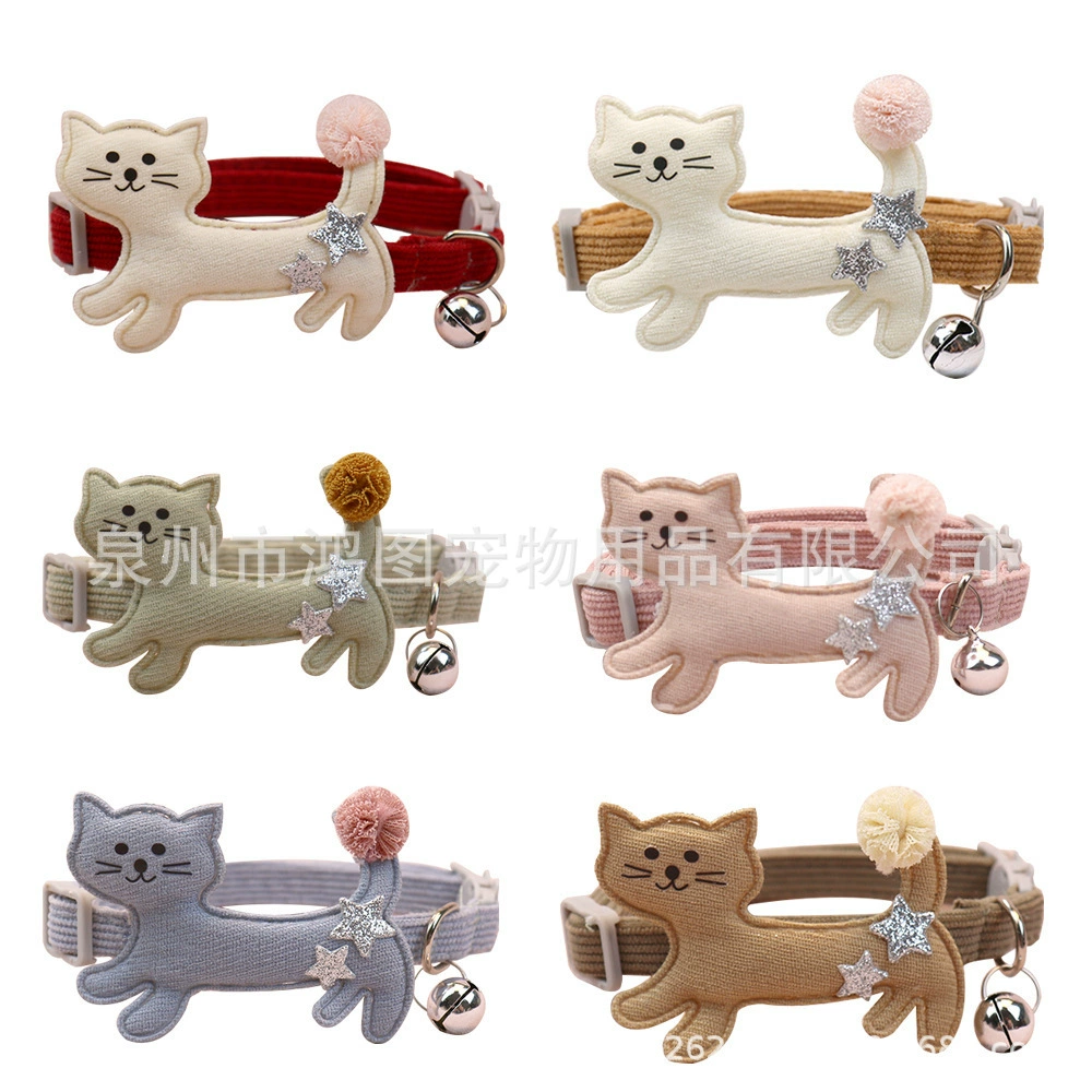 Новый трансграничный товар, вельветовый ошейник для домашних животных, милый кошачий и собачий ошейник с бантом, регулируемый ошейник с пряжкой для кошек