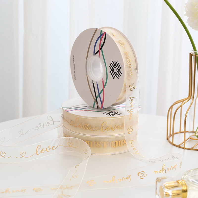 2,5 cm hilo de agua cinta dorada hilo de nieve pastel hornear embalaje cinta flor caja de regalo flejado cinta de embalaje