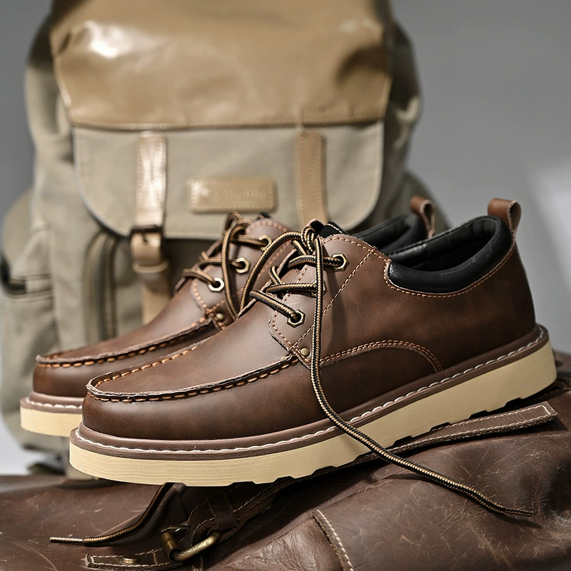 Обувь ручной одежды мужской 2025 новый американский ретро низкий уровень ботинки Martin сапоги мужской отдых на открытом воздухе толстая подошва старая кожаная обувь с большой головой