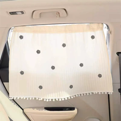 Insulation Curtain Sun Block Cute – Car curtains - quilted-wool-ball-embroidered-curtain-camellia