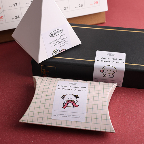 Cartoon Puppy Thank You Receipt Sealing Tape 200PCS/Roll Copper Paper Self-Adhesive Label Roll Tape Wholesale