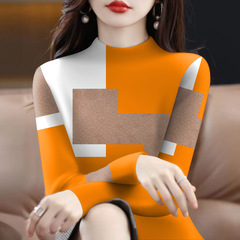 批发2025年新款春秋爆款女士t恤显瘦遮肚半高领时尚长袖一件代发