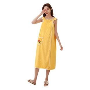 Factory Wholesale New Coral Fleece Bath Skirt Sling Soft Comfortable Bath Towel Absorbent Long Embroidered Bathrobe Women