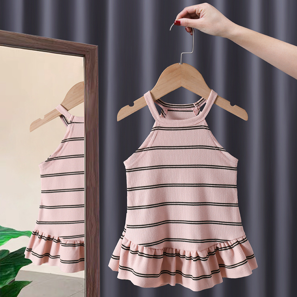 Salty Lime siete niños ropa de bebé niña vestido de los niños correa sin mangas interior de moda delgada falda de chaleco a rayas