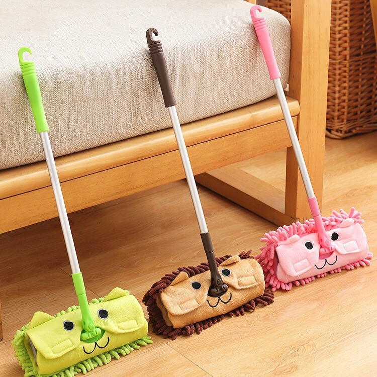 Children's Chenille Flat Mop Baby Kindergarten sports car Floor Mopping Toy Housework Living Room Cleaning Floor Mop New Style