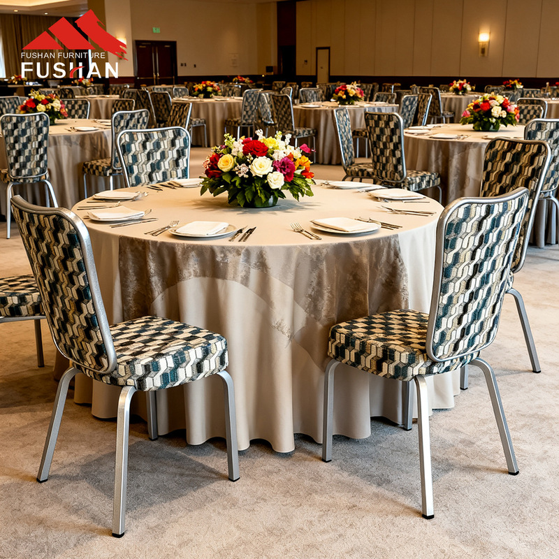 Wholesale High Quality Luxury Stackable Hotel Banquet Chair Wedding Event Aluminum Alloy Material Rocking Back Dining Chair