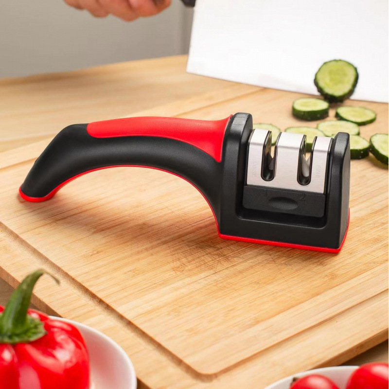 Dos secciones afilador de cuchillos simple afilador de piedra afilador de cuchillos artefactos de afilador rápido doméstico de afilador de cuchillos de cocina