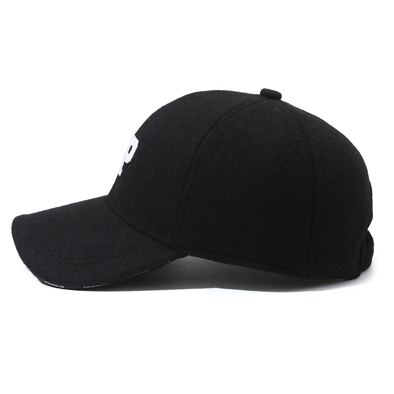 Autumn and Winter New Woolen Hat Men's Thickened Warm Baseball Hat Embroidered Letter Duck Tongue Hat Outdoor Cold_voghion.com