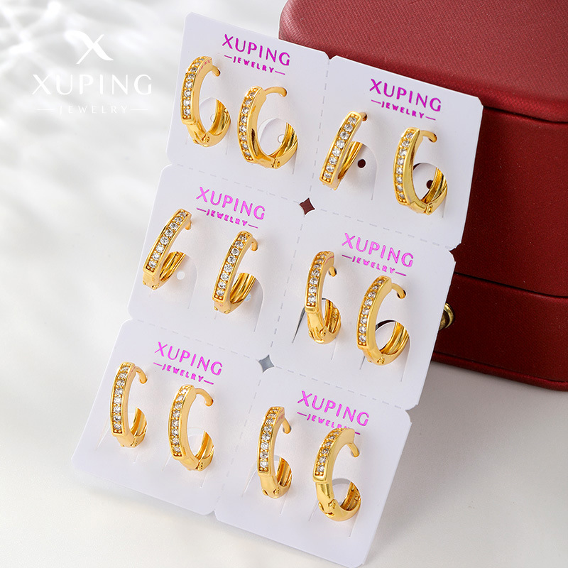 Xuping nueva aleación de moda galvanizada 24k color gemas artificiales aretes geométricos aretes procesamiento personalizado para mujeres