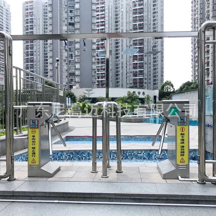 电动三杆旋转道闸游泳池进出口单向手动门禁匝机304不锈钢三辊闸