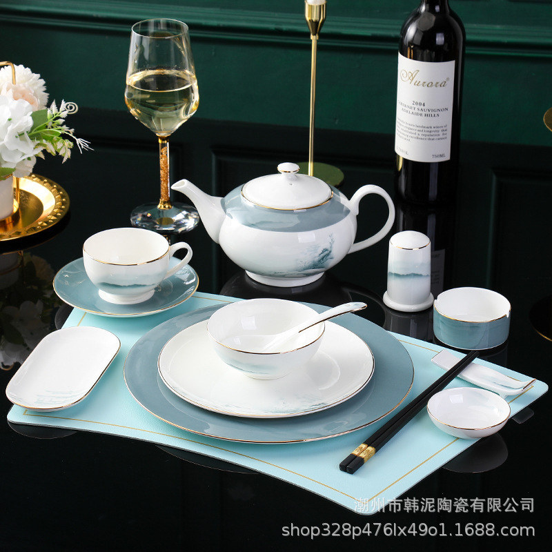 新中国式骨磁器セット食器ホテル陶磁会ホテルプレゼントセット雪山凉亭|undefined