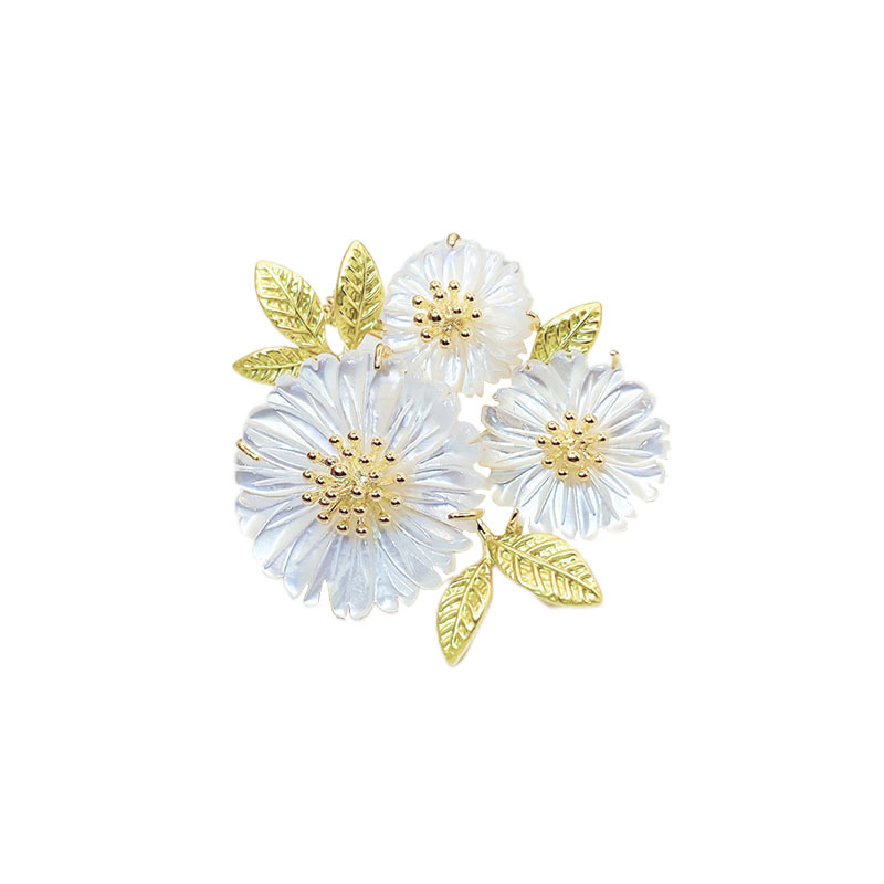 Natural fritillary Daisy broche de alta gama de Mujeres de otoño e invierno elegante anti-exposición nicho diseño ramillete traje chaqueta Accesorios