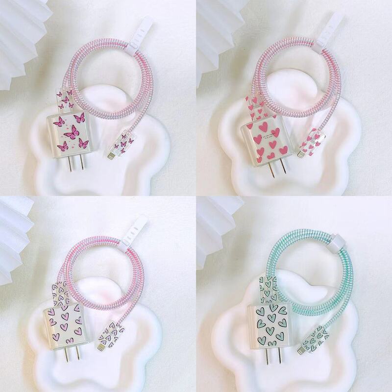 Suitable for Apple 20W charging head protective cover TPU transparent soft case color love cartoon charger protective cover