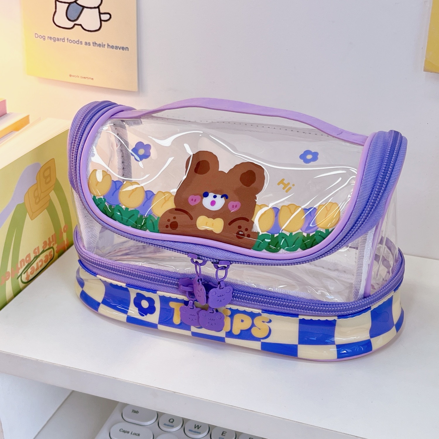 Animal Pattern Cute Animal Large Capacity Transparent Stationery Bag Student Stationery Wholesale