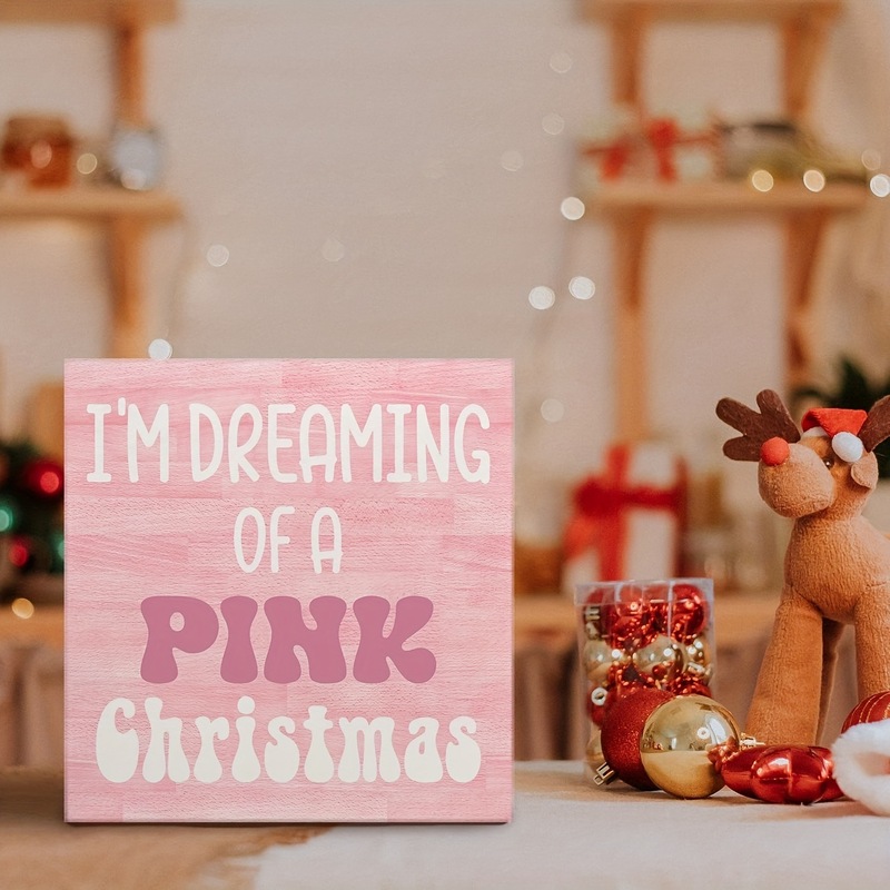 クリスマスピンクPVCロゴ、「ピンクのクリスマスを夢見ています」デスクトップ装飾|undefined