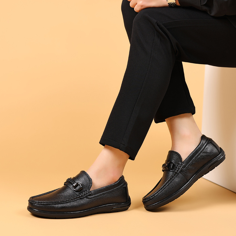 2024 verano primera capa de piel de oveja zapatos de guisantes para hombres cuero genuino zapatos de cuero casuales para hombres zapatos Lefu zapatos para hombres zapatos individuales