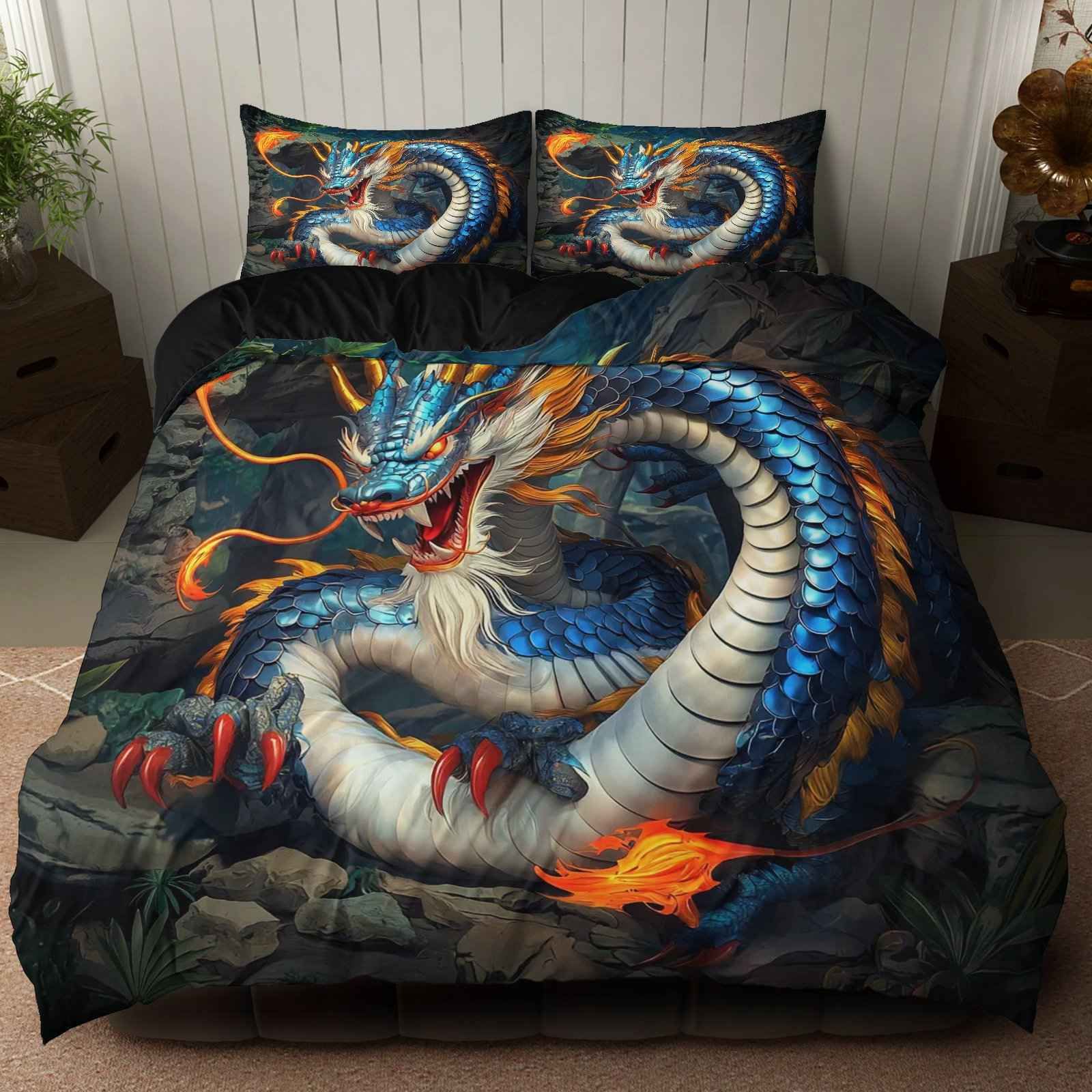 Transfronterizo para textiles domésticos abrasivos de impresión digital colorido dragón quilt kit fuente de fábrica TEMU / JIT