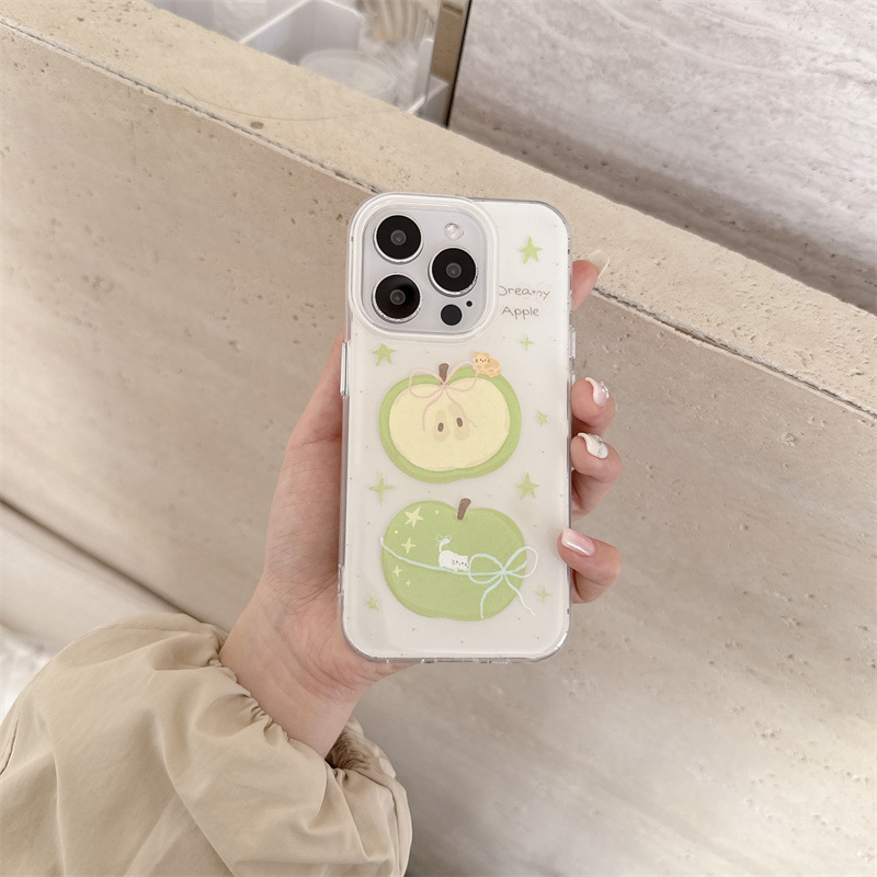 Simplicidad bolsa de rejilla de frutas ins para Apple 15ProMax Pareja iphone16Pro funda para teléfono móvil 13 nuevo 14