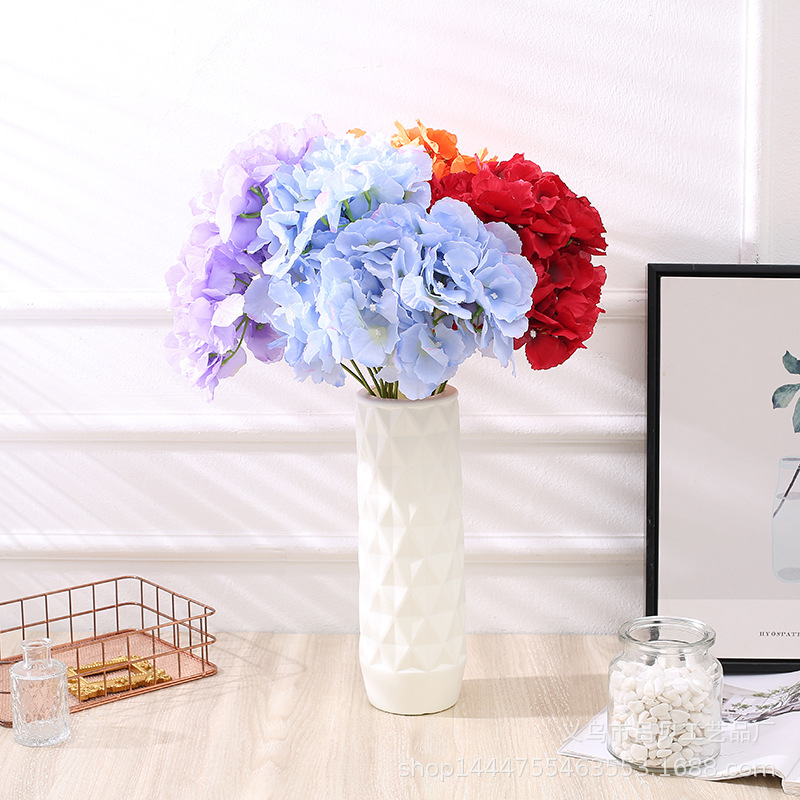 170g Weight White, Pink, Purple, Red, Blue Color Simulation Bouquet Hydrangea Wedding Fake Flower 无