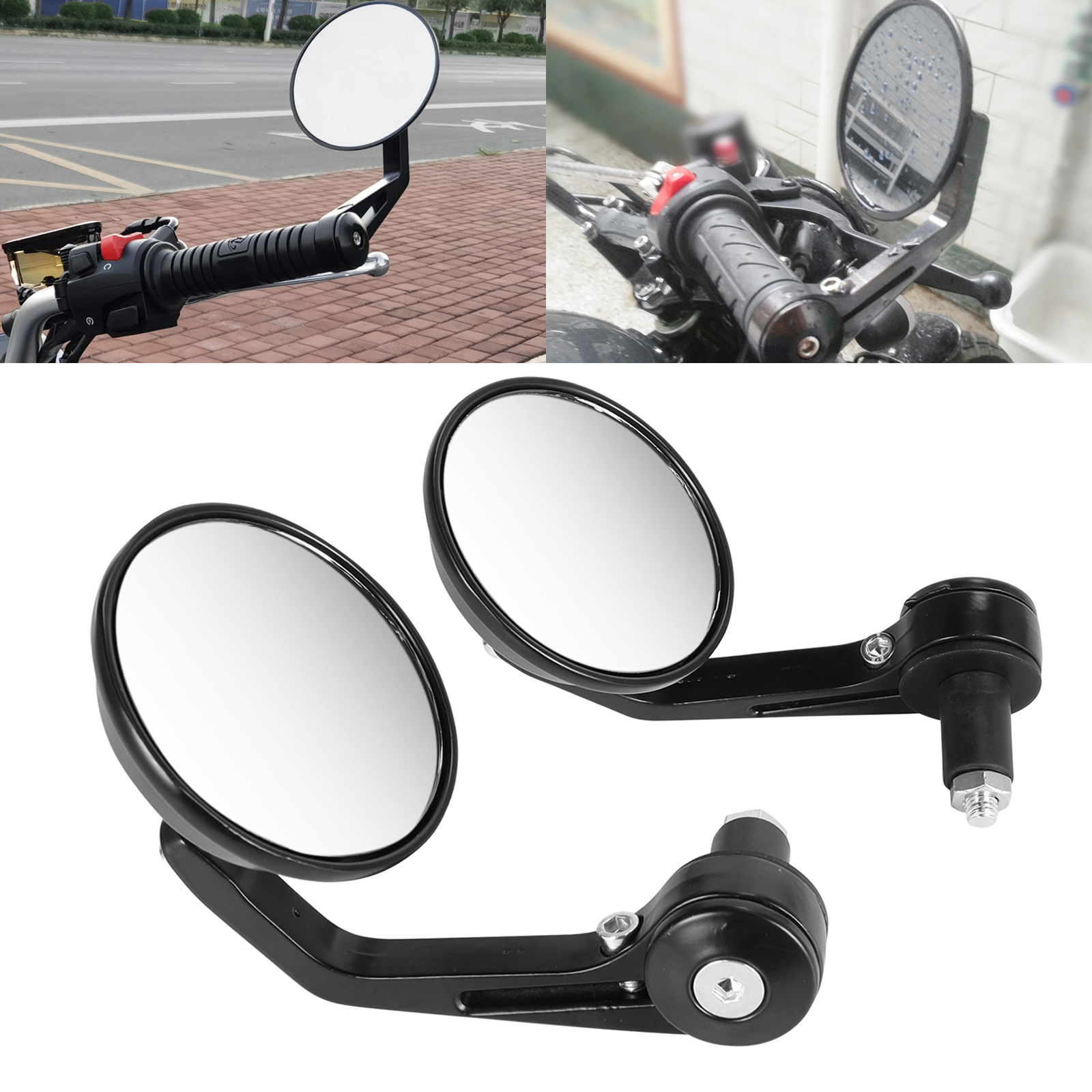 Motorcycle electric car rearview mirror handlebar folding mirror handle cover plug reflector rearview mirror rotatable blue mirror