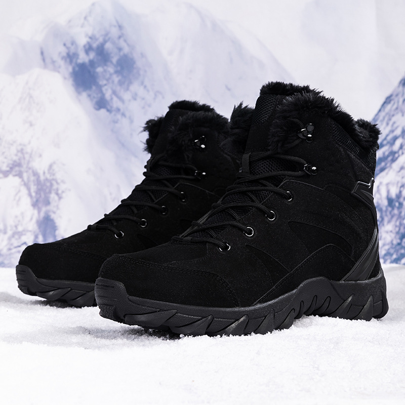 Botas de nieve transfronterizas de tamaño grande para hombres con calzado de terciopelo, botas de algodón, botas tácticas al aire libre para hombres, botas de grosor