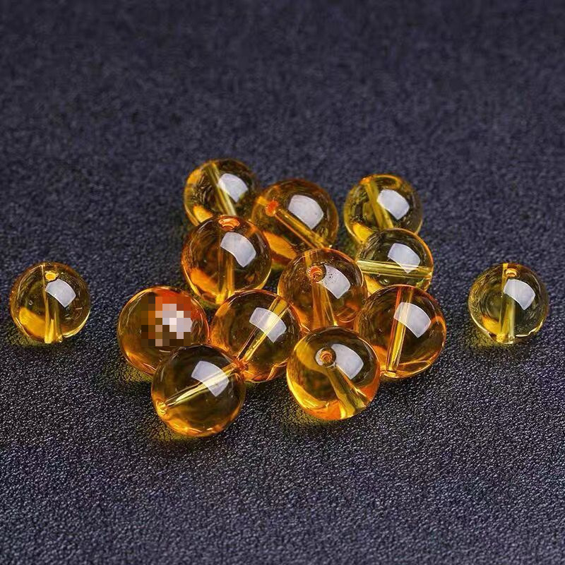7A收藏级天然黄水晶散珠珠子巴西全净体单珠单颗手串配珠串珠隔珠|undefined