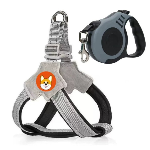 Dog Leash Harness Pet Vest-Style Walking Leash for Shiba Inu, Corgi, Teddy, Bichon, Large, Medium, and Small Dogs