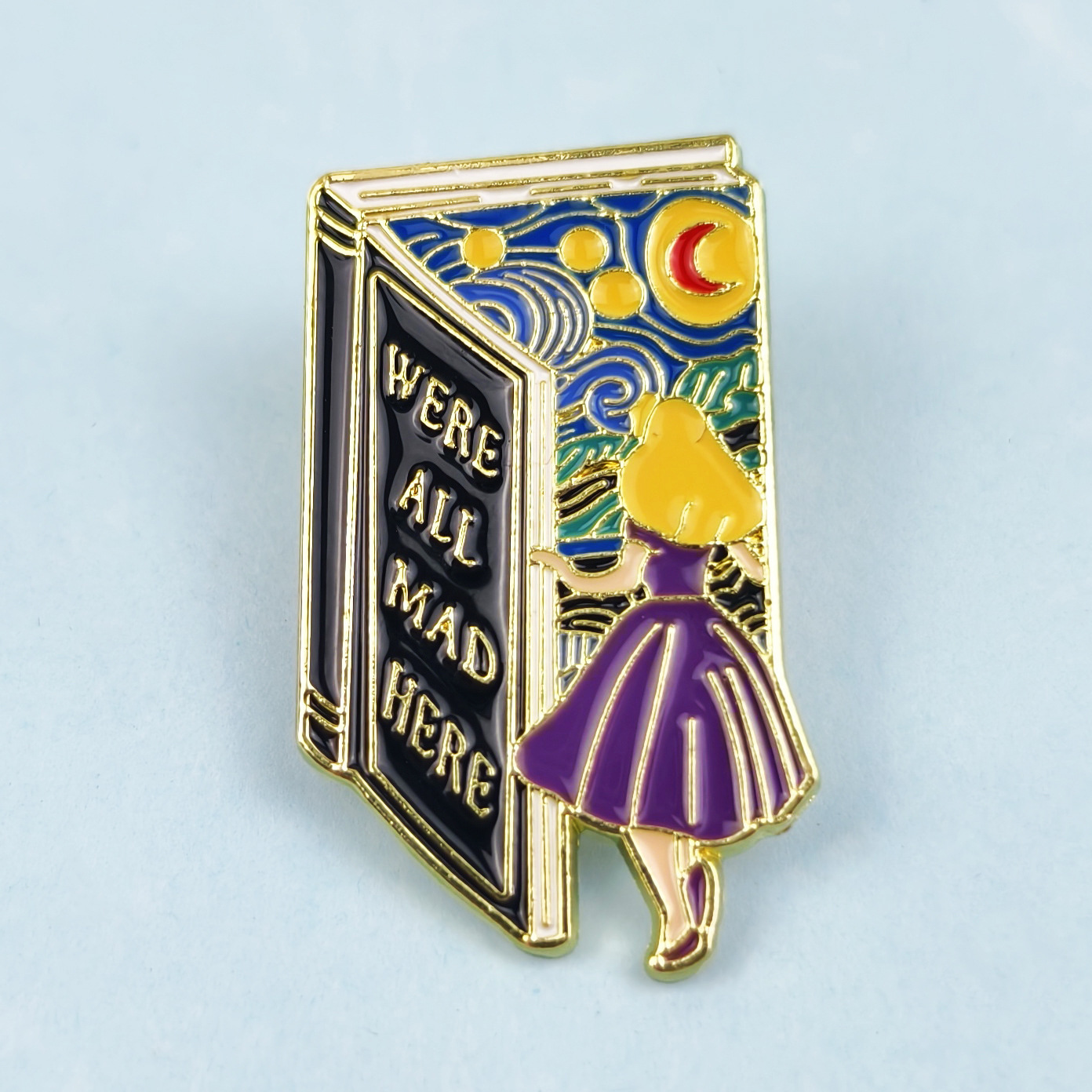 Estrella europea y americana Noche de luna y princesa Broche de aleación Diseño de aceite de gota Adornos geométricos de dibujos animados Insignia de vestir Pin de cuello