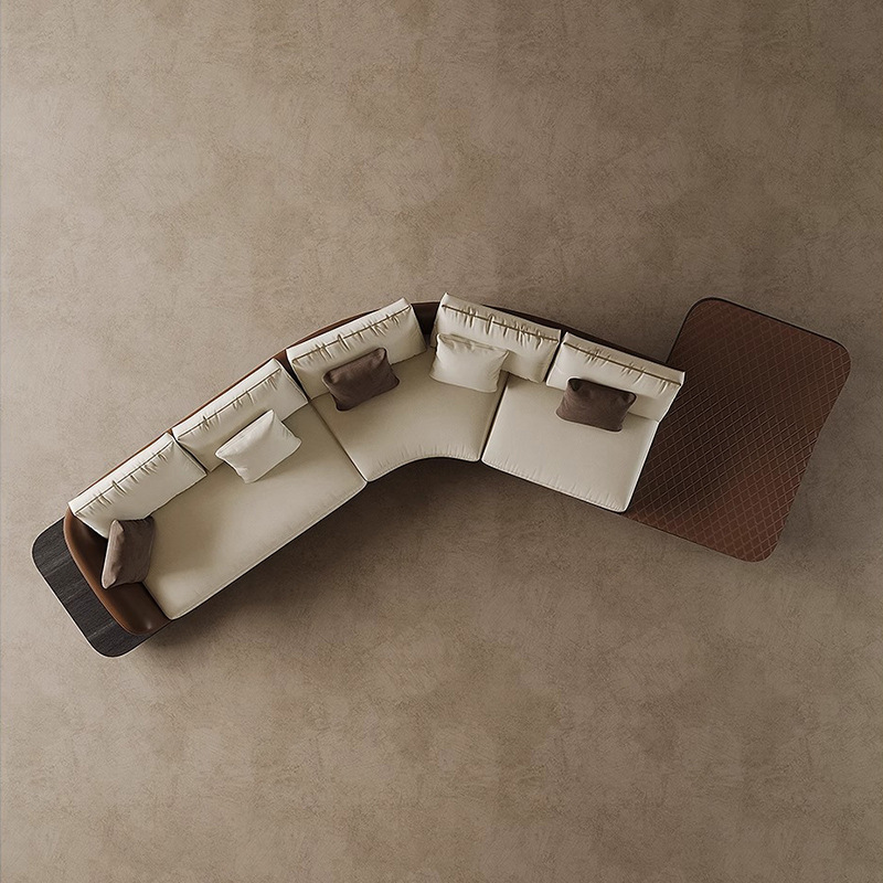 Sofá de cuero Ferrari italiano arco italiano minimalista ligero de lujo gran casa sofá de tela sensación de alto nivel