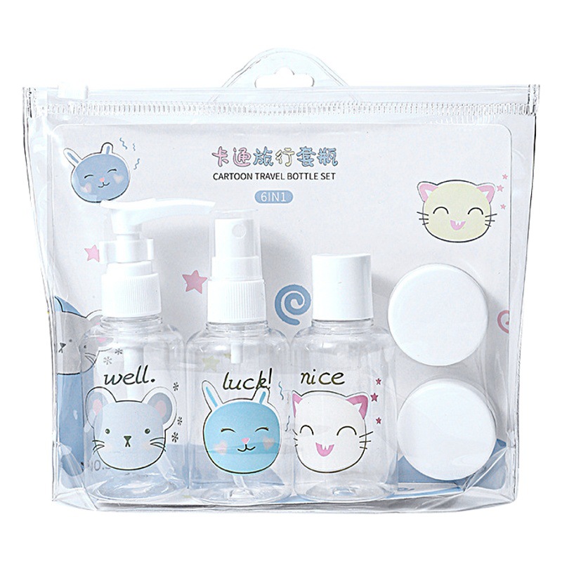 LMLTOP Juego de 6 botellas de viaje, botellas con bomba, botellas para loción, botellas con atomizador, botellas con tapa abatible, recipientes para crema SY1039