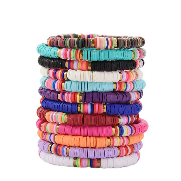 Bohemian Style Bracelet Set 12 Colors Soft Clay Bracelets Summer Beach Bracelets Wholesale