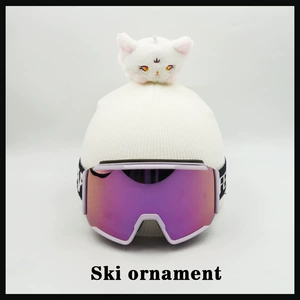 Ski Helmet Decoration Motorcycle Helmet Gear White Fox Doll