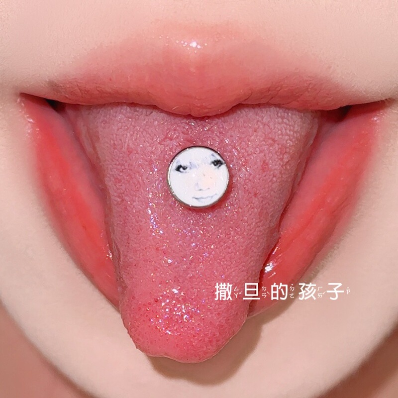 Satan's Child Crispy Dragon Figure Tongue Nail Titanium Steel Hot Girl Funny Dragon Figure Tongue Nail Tongue Ring Tongue Nail Niche