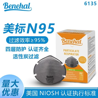 活性炭过滤Benehal世康N95防护口罩亚马逊跨境NIOSH认证美标防尘