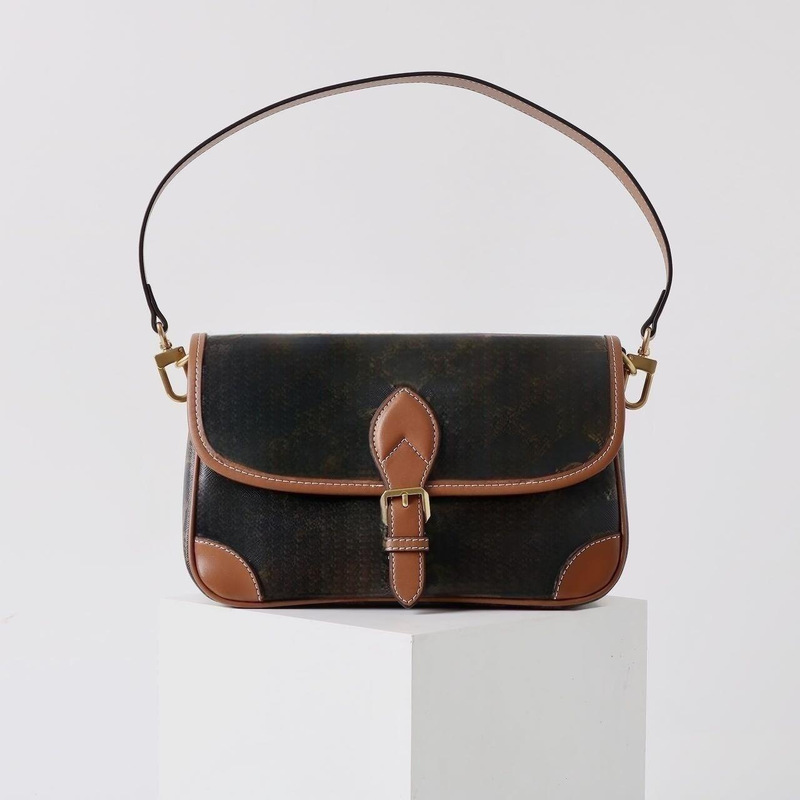 Classic Light Luxury High-end Middle Ancient Baguette Bag Arc de Triomphe Underarm Bag Genuine Leather Women's Bag Printed Shoulder Crossbody Bag Classic Light Luxury High-end Middle Ancient Baguette Bag Arc de Triomphe Underarm Bag Genuine Leather Women's Bag Printed Shoulder Crossbody Bag