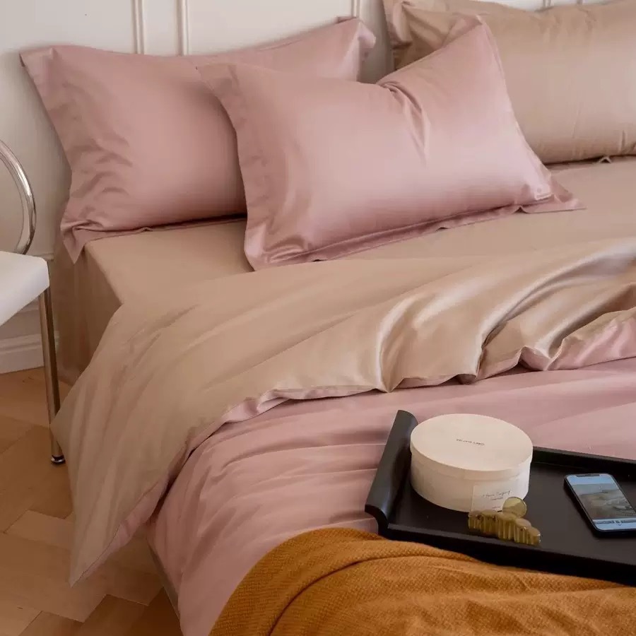 100 Satin Long-staple Cotton Cotton Four-piece Set High Light Luxury Cotton Quilt Cover Three-piece Set Bedclothes