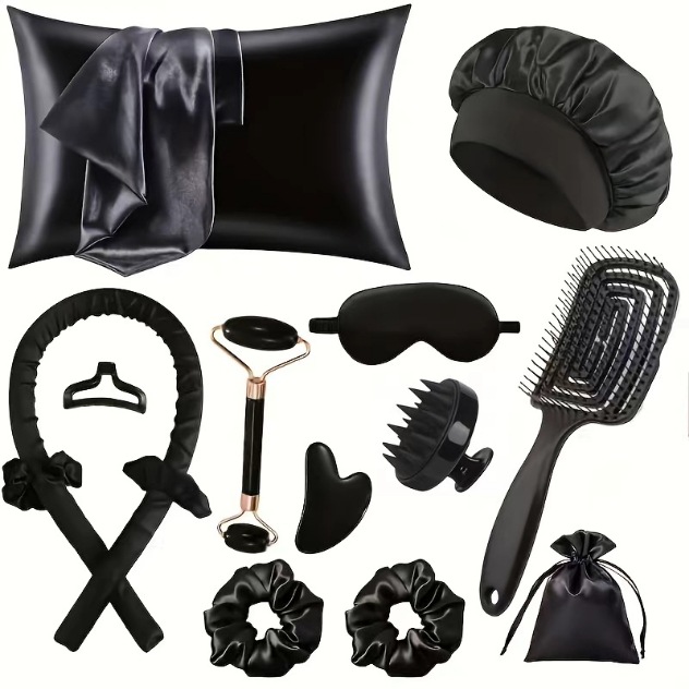 Comercio exterior transfronterizo sin rizador de calor, traje de venta caliente de Amazon, gorras para los ojos, gorros de ducha, sin calor, sin daño, almohada con cremallera individual