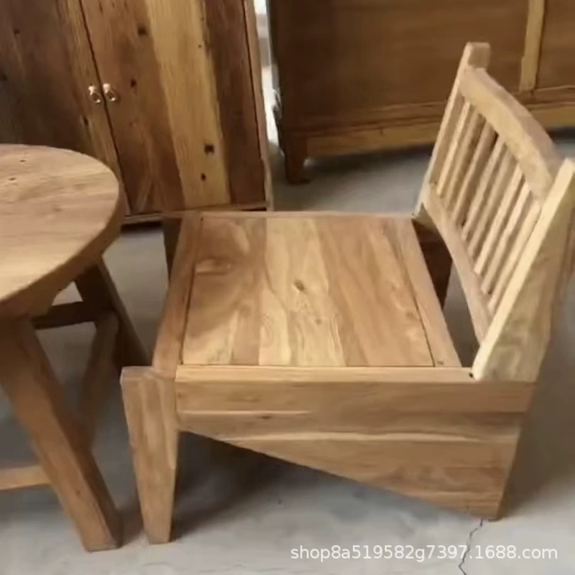 Круглое кресло из старого вязового дерева с массивной деревянной спинкой, домашнее кресло для отдыха, табурет-кенгуру для гостиной, чайное кресло, одноместное кресло-софа, барный стул.