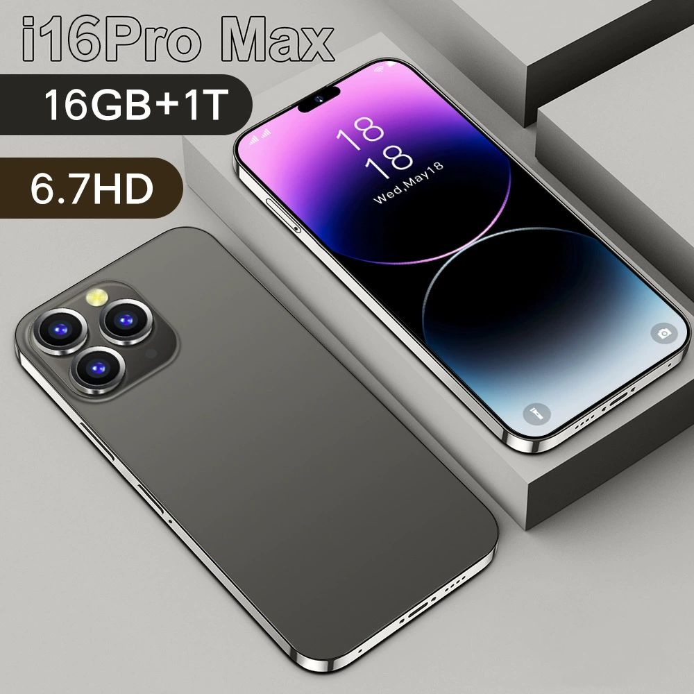 Смартфон (i16) ProMax, 16+1Т памяти, вырез под камеру в виде notch, дисплей 6,7 дюйма, варианты EU/US/UK/AU