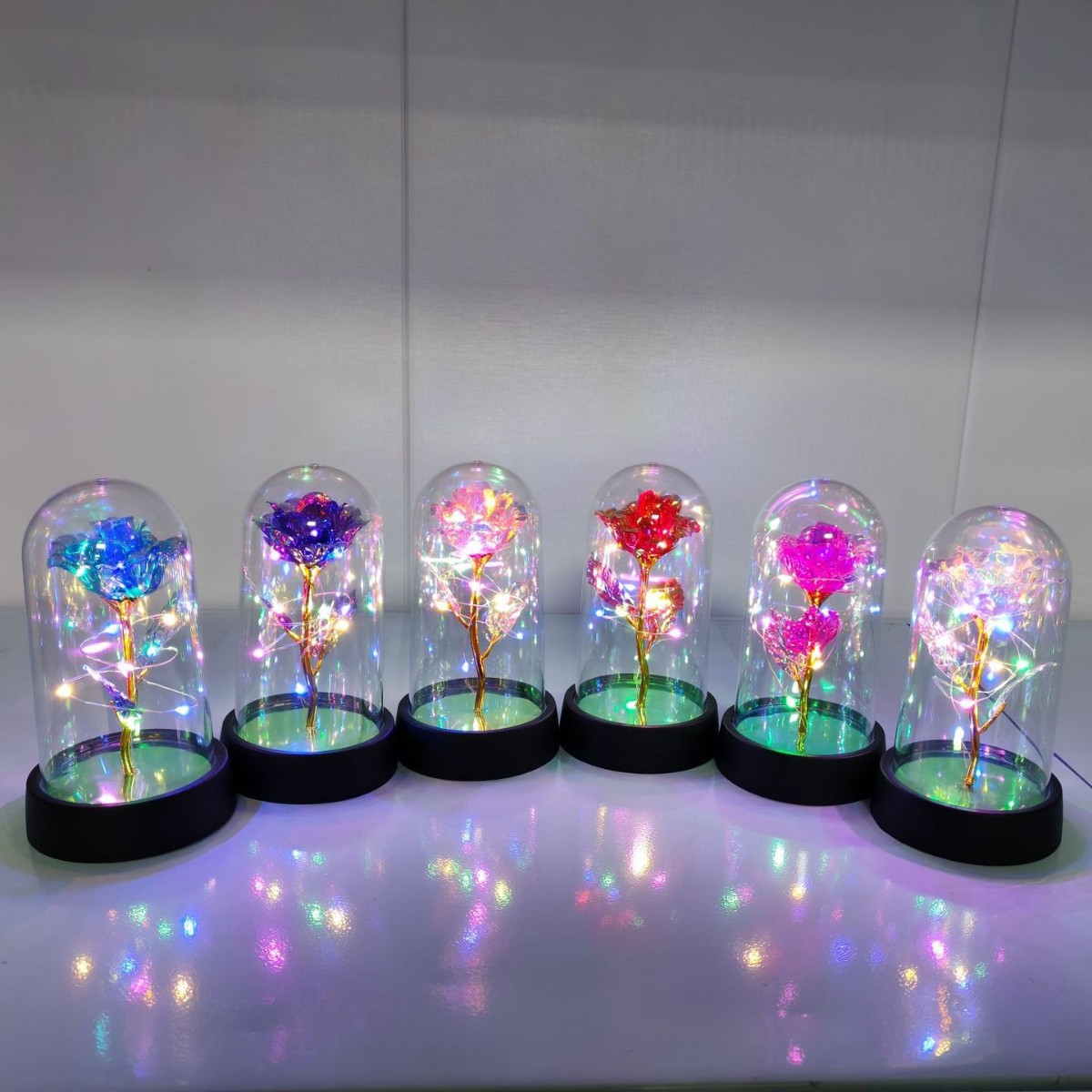 Cross-border gold foil flower glass dome 520 Valentine's Day girlfriend birthday gift small plastic dome creative gift