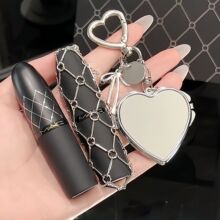 口红包迷你网兜收纳包挂件不撞款爱心吊坠高颜值钥匙扣链条配件