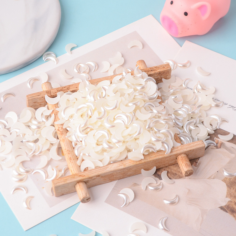 Nail diamond small moon ingot waist flat ABS imitation pearl handmade DIY shaped hairpin accessories